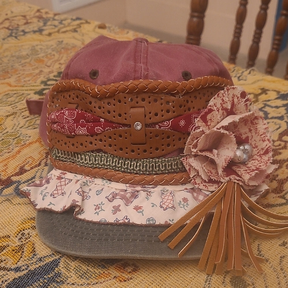 Wilson Red and Brown Vintage Bohemian Baseball Cap